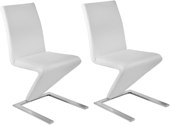 Panana 2x Modern Designer Z Shape Dining Lounge Chairs Chrome Faux