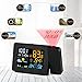 Protmex Projection Alarm Clock Weather Station, PT3391 WWVB Radio Controlled Clock Weather Monitor Indoor/Outdoor Thermometer, Dual Alarm Clocks for Bedrooms, LED Display with Dimmer, 12/24 Hours