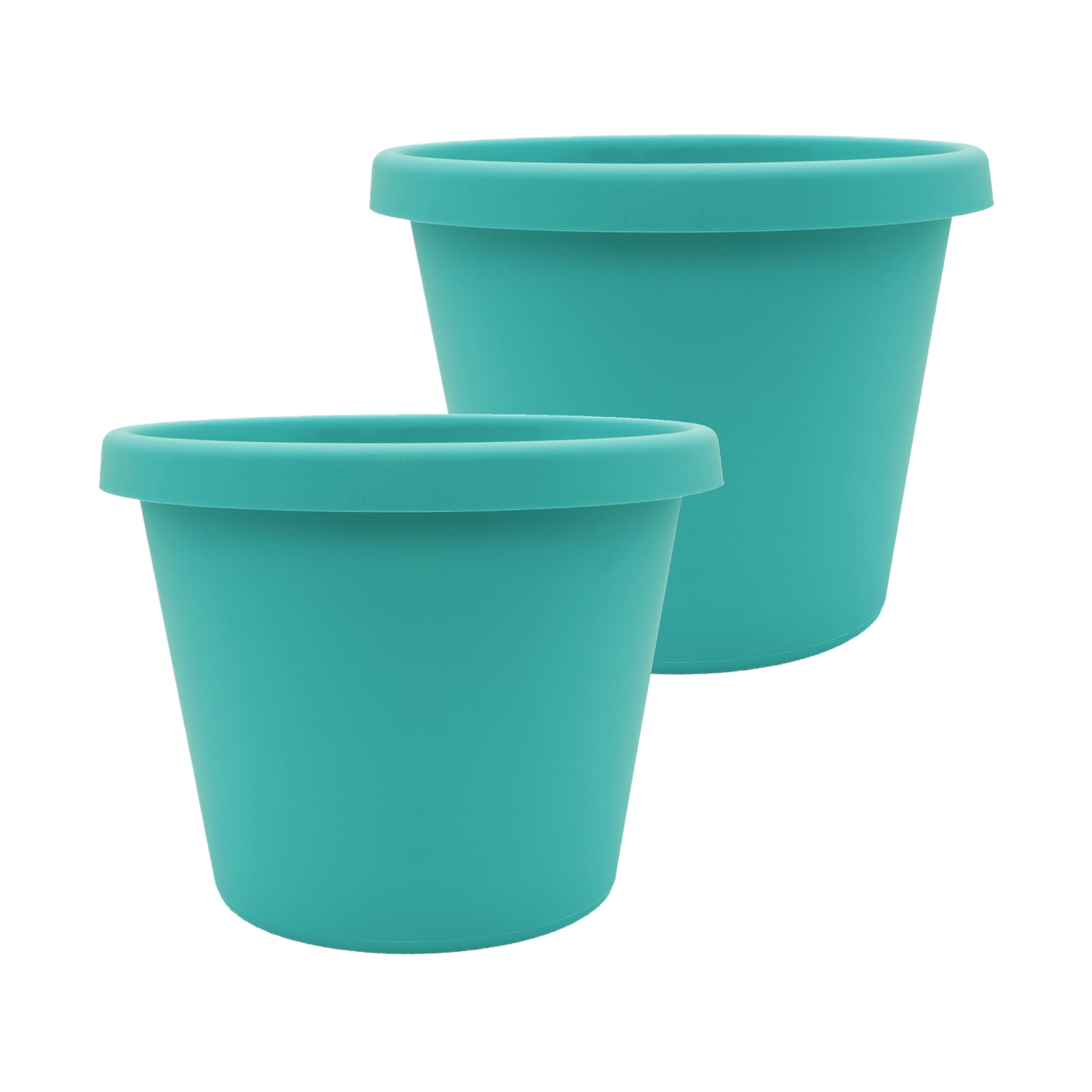 The HC Companies 12 Inch Round Prima Planter - Plastic Plant Pot with Rolled Rim for Indoor Outdoor Plants Flowers Herbs, Dusty Teal (Pack of 2) Image The HC Companies 12 Inch Round Prima Planter - Plastic Plant Pot with Rolled Rim for Indoor Outdoor Plants Flowers Herbs, Dusty Teal (Pack of 2) Image