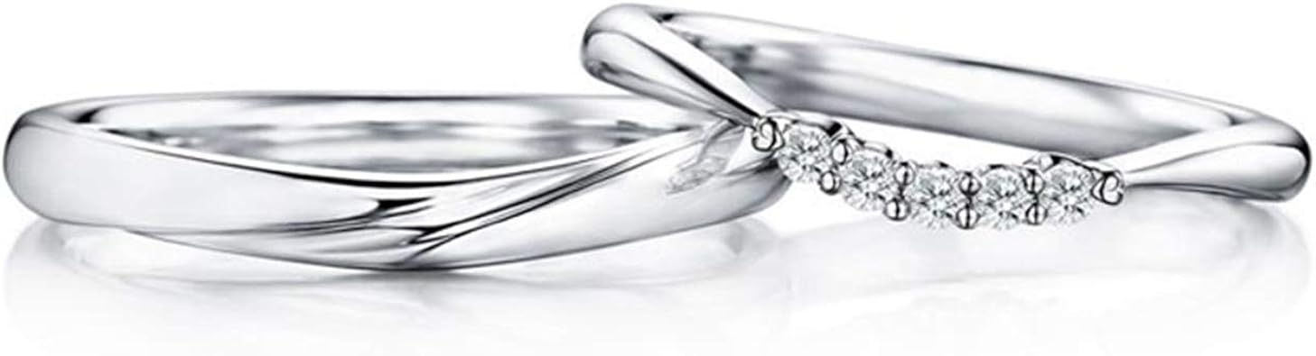 Anazoz Bague Mariage Fine Alliance Homme Femme 2pcs Or Blanc 18 Carats Diamant 0 10ct Ligne Vague Classique Amazon Fr Bijoux