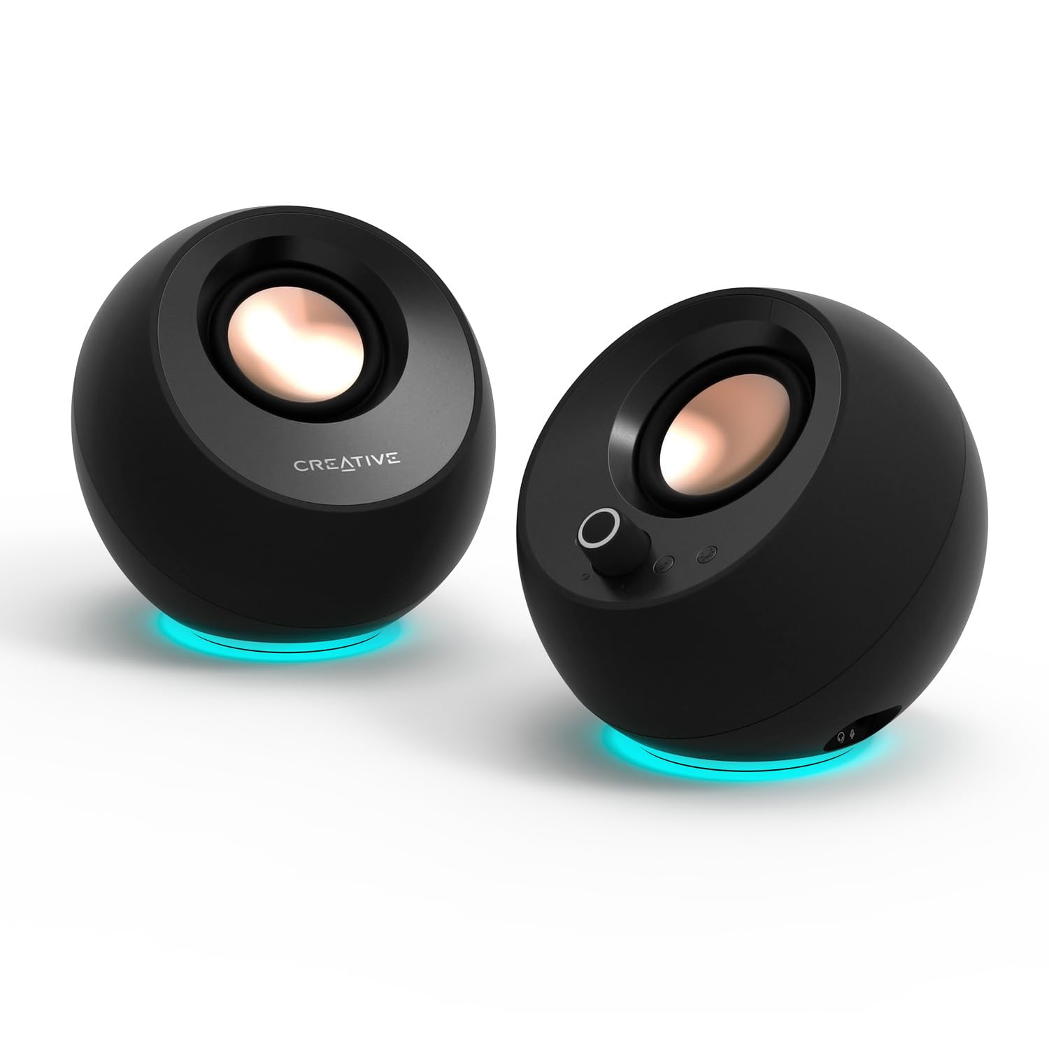 Photo 1 of Creative Pebble Pro (Black) Minimalist 2.0 USB-C Computer Speakers with Bluetooth 5.3 and Customizable RGB Lighting, Clear Dialog and BassFlex Tech, USB Audio, Headset Port, for PC and Mac