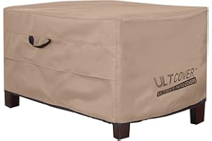 ULTCOVER Waterproof Patio Ottoman Cover Rectangular Outdoor Side Table Furniture Covers Size 32L x 25W x 18H inch