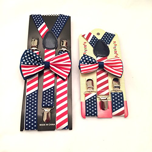 American Flag Freedom Suspenders & Bow Tie Father Son Set