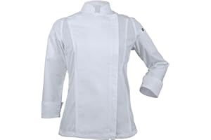ChefsCloset Unisex Women's Bailey Chef Coat, Long Sleeve Zipper Chef Jacket, Ladies