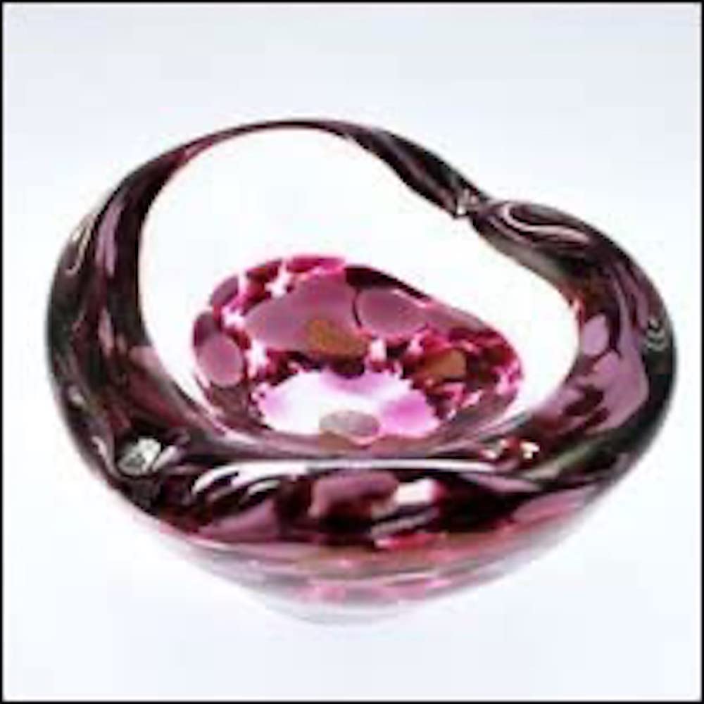 Caithness Glass Fuchsia Mini Heart Bowl | Pink | 100mm | Handcrafted in Scotland | Handmade Glass Paperweight | The Curving Silhouette Makes This a Distinctive Decorative Item | Gift Boxed