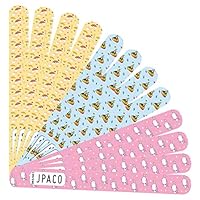 JPACO 12 PCS Professional Nail Files 180 240 Grit (Unicorn Designs) for Press Ons, Gel, Acrylic, Crystal, Natural Nails. Double Sided Emory Board Black & Washable (12 Pack)