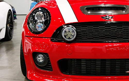 iJDMTOY Black Finish LED Rally Driving Lights with Halo Ring LED Daytime Running Lamp Assembly For MINI Cooper
