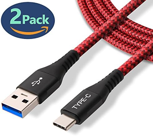 USB Type C Cable, STELECH USB C to USB 3.0 (2-Pack, 6ft) Nylon Braided Fast Charger Cable for Samsung Galaxy Note 8/S8 /S8 Plus, Google Pixel 2/2 XL, LG V30 V20 G6, Moto Z/Z2 Play/Z Force