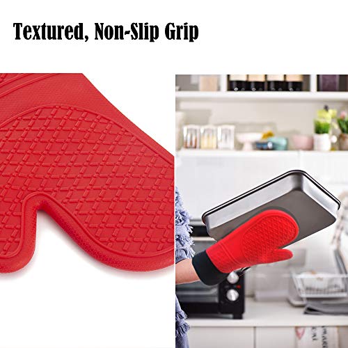 image for HmiL-U Oven Mitts | Pot Holders-1 Pair Extra Long Heat Resistant up to