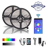 PierShine 32.8ft 10m 300leds Alexa Smart Home WIFI Wireless RGB LED Strip Lights with UL Listed adapter, 24 keys remote control, Compatible on Android and IOS with Alexa (white roll)