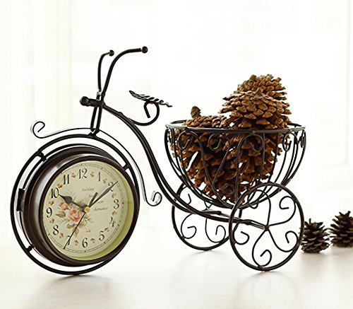 コーヒー色 ビンテージ風 自転車型おしゃれな置時計 両面 B01d4mhjqi コーヒー色 文字盤 グラス付き2色 置き時計掛け時計 人気ブランドの新作