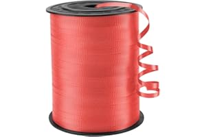 KMER LIFE Red Crimped Curling Ribbon, 1/5" Wide x 500 Yards Christmas Curling Ribbons for Gift Wrapping, Party Decoration, Balloon String, Crafting, Balloon Ribbons for Florist Flower (1 Roll)