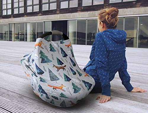 Premium Soft, Stretchy, and Spacious 4 in 1 Multi-Use Cover for Nursing, Baby Car Seat, Stroller, Scarf, and Shopping Cart - Best Gifts by Pobibaby (Magical)