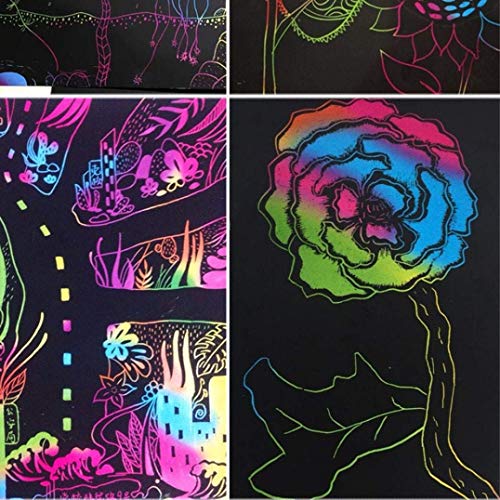 image for Fashionclubs Scratch Sketch Art Paper for Kids, 50pcs Rainbow Scratch 
