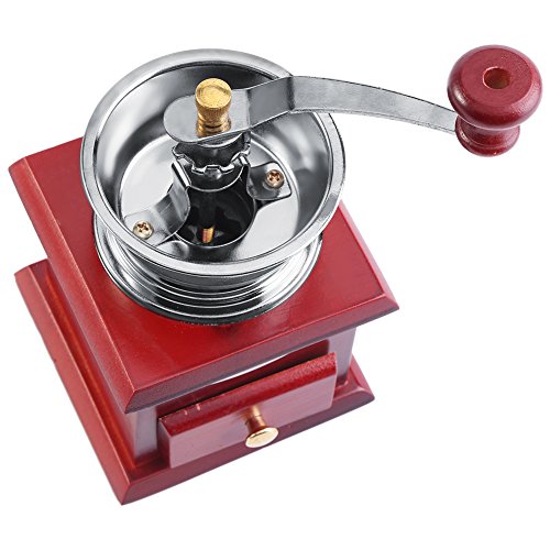Antique Manual Coffee Grinder, Retro Design Coffee Bean Hand Grinder Manual Mill Home Kitchen Office Coffee Accessories(Red Wooden) - Thumbnail 5