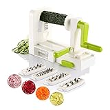 Spiralizer Vegetable Slicer, Zanmini Foldable Spiral Slicer, Strongest-and-Heaviest Duty Veggie Pasta Spaghetti Maker for Healthy Low Carb/Paleo/Gluten With Extra Blade Caddy, Best mothers day gifts