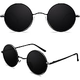 CGID Retro Round Polarized Sunglasses Mens Womens Circle Metal Hippie Shades UV400 Protection E01