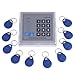 KKmoon Door Entry Access Control System,RFID Proximity,Access Control Kit,Home Security System,Access Controller + 10 Key Fobs (Style 1) IC Reader Control Card Readers Access Control Cards