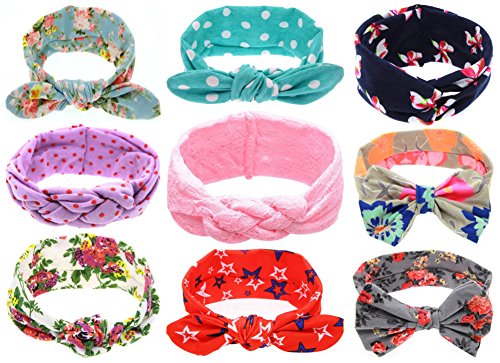 Qandsweet Baby Adjustable Headbands Girls Hair Accessories (Mix 9 Models)