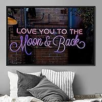 Framed Canvas Wall Art Illuminated Words 3D Industrial Inspirational Multicolor Neon Pop Art Quotes Typography Urban - 16x24 inches