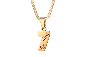 Susook Baseball Number Necklace for Men Personalized 00-99 Athletes Jersey Number Necklace Stainless Steel Number Chain 22inch Baseball Charm Pendant Inspirational Baseball Gift for Boy Women Girl