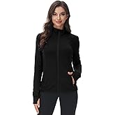 COZZIPLUS Women's Athletic Running Jacket - Lightweight Full Zip Workout Jacket with Thumb Holes & Pocket