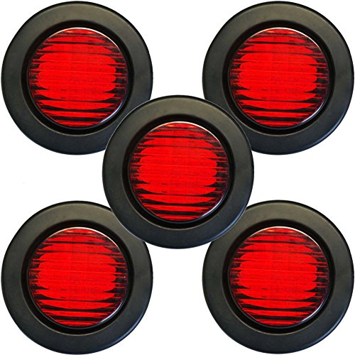 NEW SUN 5x Trailer Lights Sealed 2.5" Round Side Marker Lights 13 LEDs Red Truck Trailer Clearance Lights Kits with Grommet and 2-Pin Plug - Thumbnail 7