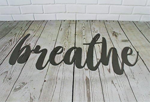 Steel Metal Script Word Art - Various Sizes and Finishes (breathe Standard 20x8.25", Raw, Unfinished Steel)