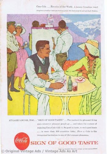 1957 Coke "sign of good taste" Lake Louise Vintage Ad