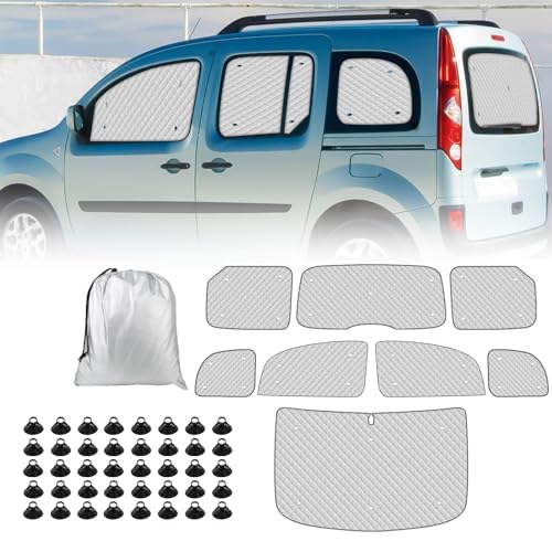 Car Windshield Sunshade Compatible with 2007-2021 Renault Kangoo 2 X61, 8 Pack Foldable Car Interior Sun Visor Car Interior Thermal Mats with Storage Bag
