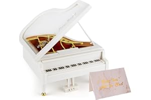 Jofanvin Piano Machine-Music-Box-Vintage-Hand-Cranked-Mechanism Mini Musical Retro Classical Table Desk Decoration with Greeting Card