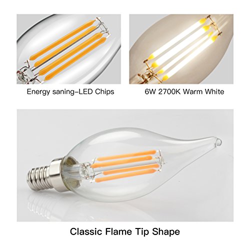 E12 LED Candelabra Bulb 60W Equivalent Dimmable LED Chandelier Light