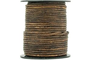 Xsotica-Dye Round Leather Cords -1.0mm Leather Cord (Brown Antique, 25 Meter(27 Yard))