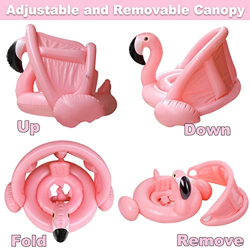 image for GBD Flamingo Baby Swimming Ring with Canopy-Baby Swimming Pool Float S