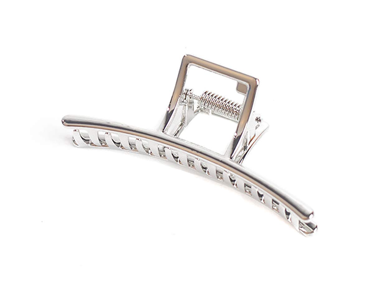 Fodattm Solid Color Vintage Simple Alloy Hair Jaw Clips Hair Clamp Large Adult Bath Shark Clip Ponytail Holder Hair Claw Hairpin Accessories for Girls Lady Women (Silver)