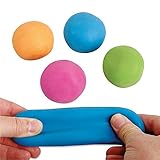 4E's Novelty 4 Pull and Stretch Stress Relief Ball Red, Blue, Green, Orange, bonus sticker