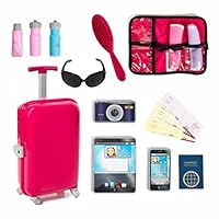 18 inch Doll Travel set including Carry on Luggage with Ticket Passport & 14 accessories.