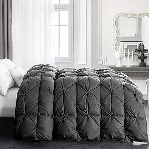 HOMBYS King Size Feather and Down Comforter, Machine Washable Grey