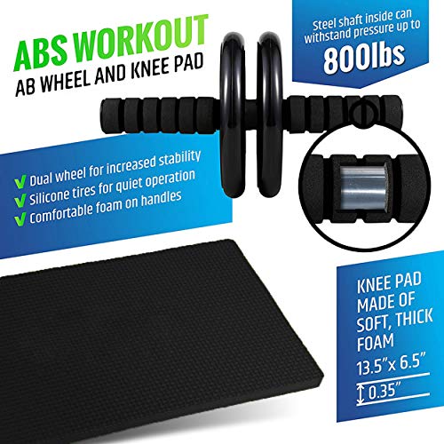 Ab-Roller-Wheel-Bundle-Kit--Includes-Ab-Wheel-Jump-Rope-and-Knee-Pad--Workout-Equipment-for-Core-Fitness-Abdominal-Trainer-Exercise-for-Men-and-Women-to-Stay-Fit-at-Home-or-Gym-Workouts