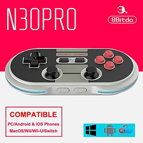 8BITDO N30 PRO Wireless Bluetooth Controller Dual Classic Video Game Joystick Gamepad For Android/ iOS/ Windows/Mac OS/Wii/Wii U/Switch(Black)
