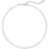 Zeffy Pearl Necklace 4MM/6MM/8MM Dainty Round Imitation Pearl Choker Necklace Wedding Pearl Necklace Delicate Jewelry for Women Simple Bridesmaid Jewelry Gifts