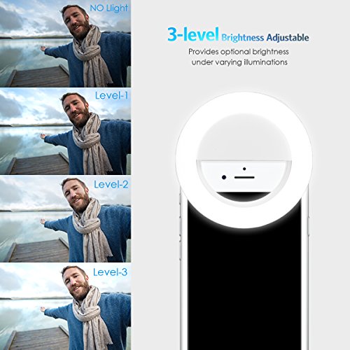 Criacr-Selfie-Ring-Light-Clip-on-LED-Camera-Light-Rechargeable-33-LED-Fill-light-3-Level-Adjustable-Brightness-On-Camera-Video-Lights-Night-Light-for-iPhone-Samsung-Other-Smartphone-Tablets-etc