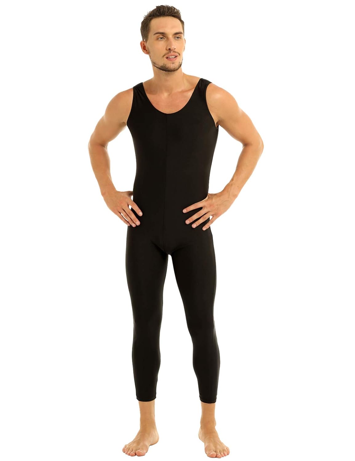 YONGHS Mens One Piece Sleeveless SkinTight Unitards Bodysuit Catsuit Lycra Spandex Dancewear