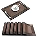 U'Artlines Placemat, Crossweave Woven Vinyl Placemat Washable Table Mats Brown