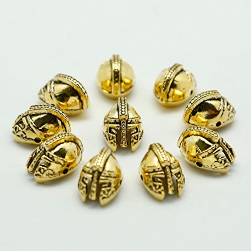 Charm Gladiator Helmet Loose Spacer Beads Jewelry Making Findings DIY (Gold)