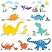 DECOWALL DW-1703 Colourful Dinosaur Kids Wall Stickers Wall Decals Peel and Stick Removable Wall Stickers for Kids Nursery Bedroom Living Room d?cor Dino Boys Art Baby playroom Vinyl Decorations