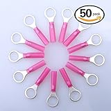 Glarks 50pcs 22-16 Gauge M10 Ring Nylon Heat Shrink Waterproof Quick Disconnect Electrical Insulated Crimp Terminals Connectors Assortment Kit