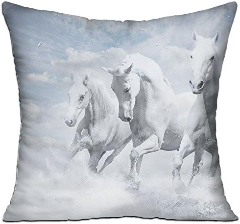 Travel Pillow Running White Hores Home Soft Pillow Bed Pillow Household Pillow Office Pillow With Pillow Inner 1818 Inches