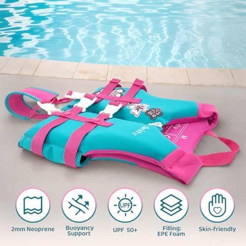 Zeraty Kinder Schwimmweste Schwimmen Jacke für Kleinkinder mit Einstellbare Sicherheits Straps Alter 1-9 Jahre / 22-50 lbs 3