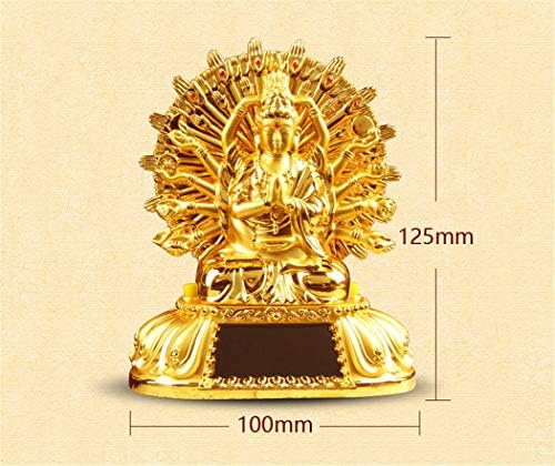 Home Accessories Living Room Decoration Arts & Crafts Decorative Accessories High-Grade Zinc Alloy Lifelike Thousand-Hand Bodhisattva Avalokitesvara Solar Prayer Wheel Car Interiors Buddha Ornaments